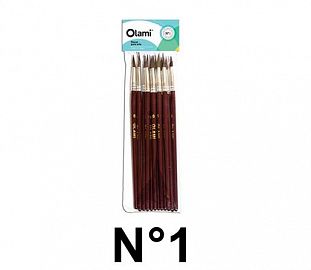 PINCEL PELO DE PONY REDONDO OLAMI 201 N°1 BL X12