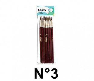 PINCEL PELO DE PONY REDONDO OLAMI 203 N°3 BL X12