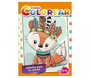 LIBRO PARA COLOREAR INKDROP ANIMALES BEBE