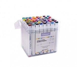 MARCADOR DOBLE PUNTA PERMANENTE MULTIPAPER EST. PLASTICO X48