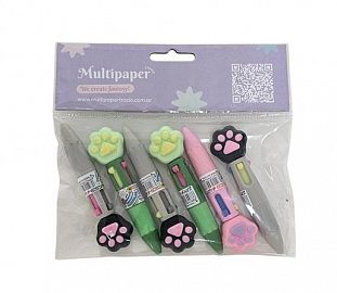 BOLIGRAFO 4 COLORES MINI HUELLA BL X6