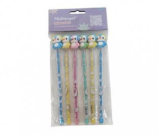 LAPIZ CON MINAS INTERCAMBIABLES PINGÜINO CON AURICULARES BL X6